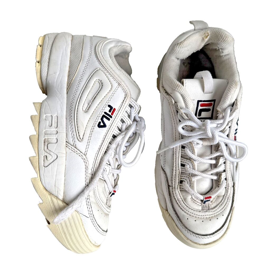 FILA Disruptor II Premium Women’s Size 7.5 White Navy Red Chunky Sneakers